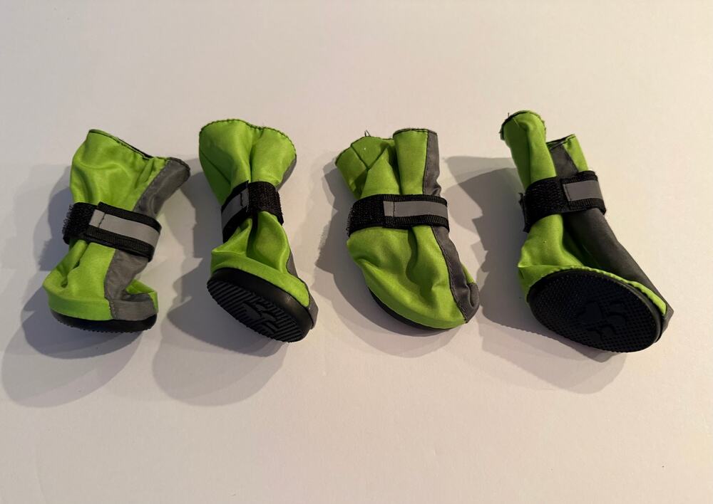 Top Paw Size XS Lime Green & Gray Reflective Protective Dog Boots - Set of 4